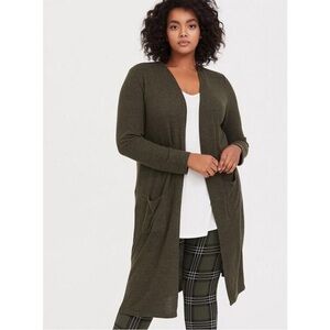 Torrid army green cardigan duster